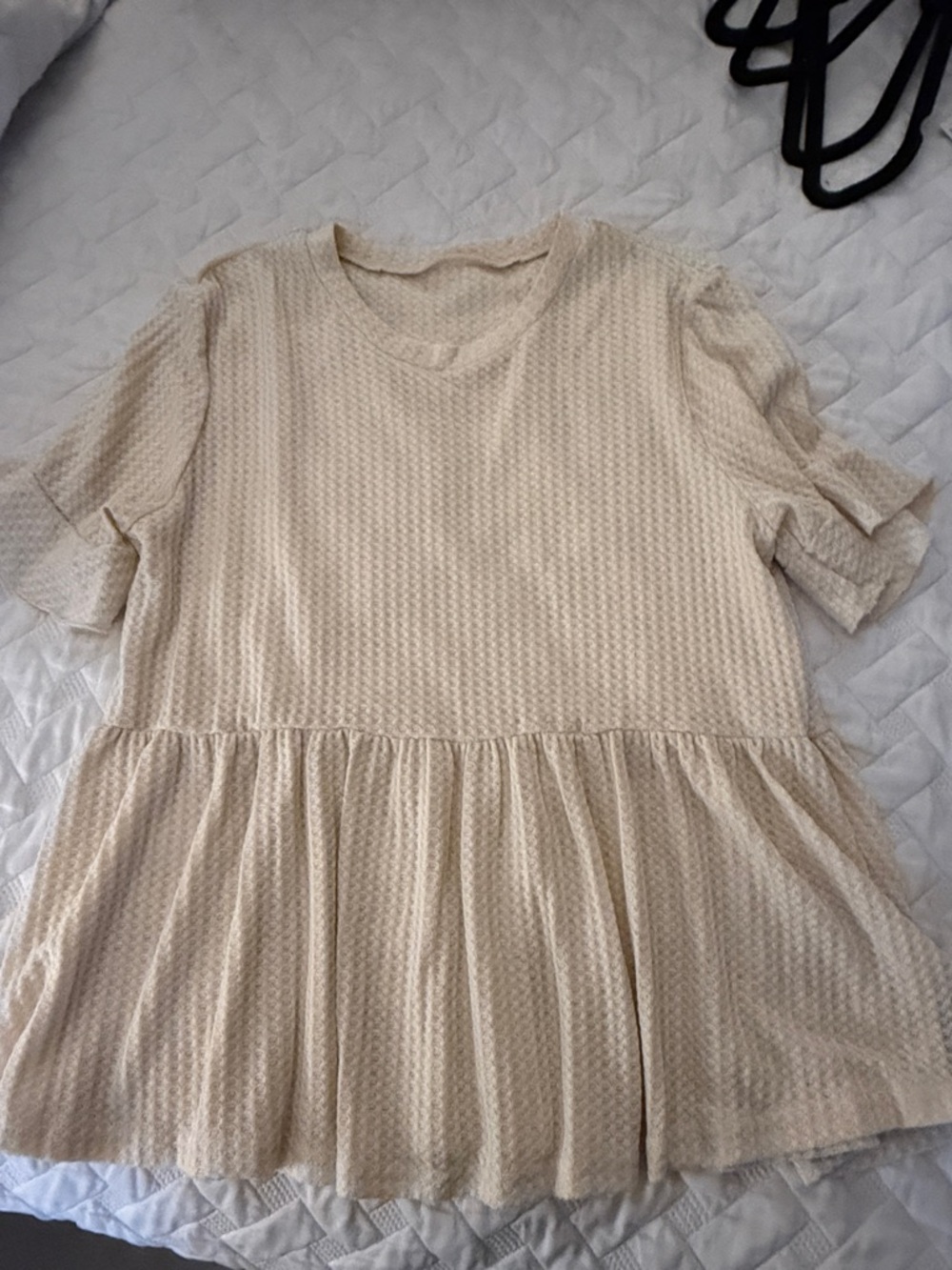 SHEIN Cream Textured Peplum Top